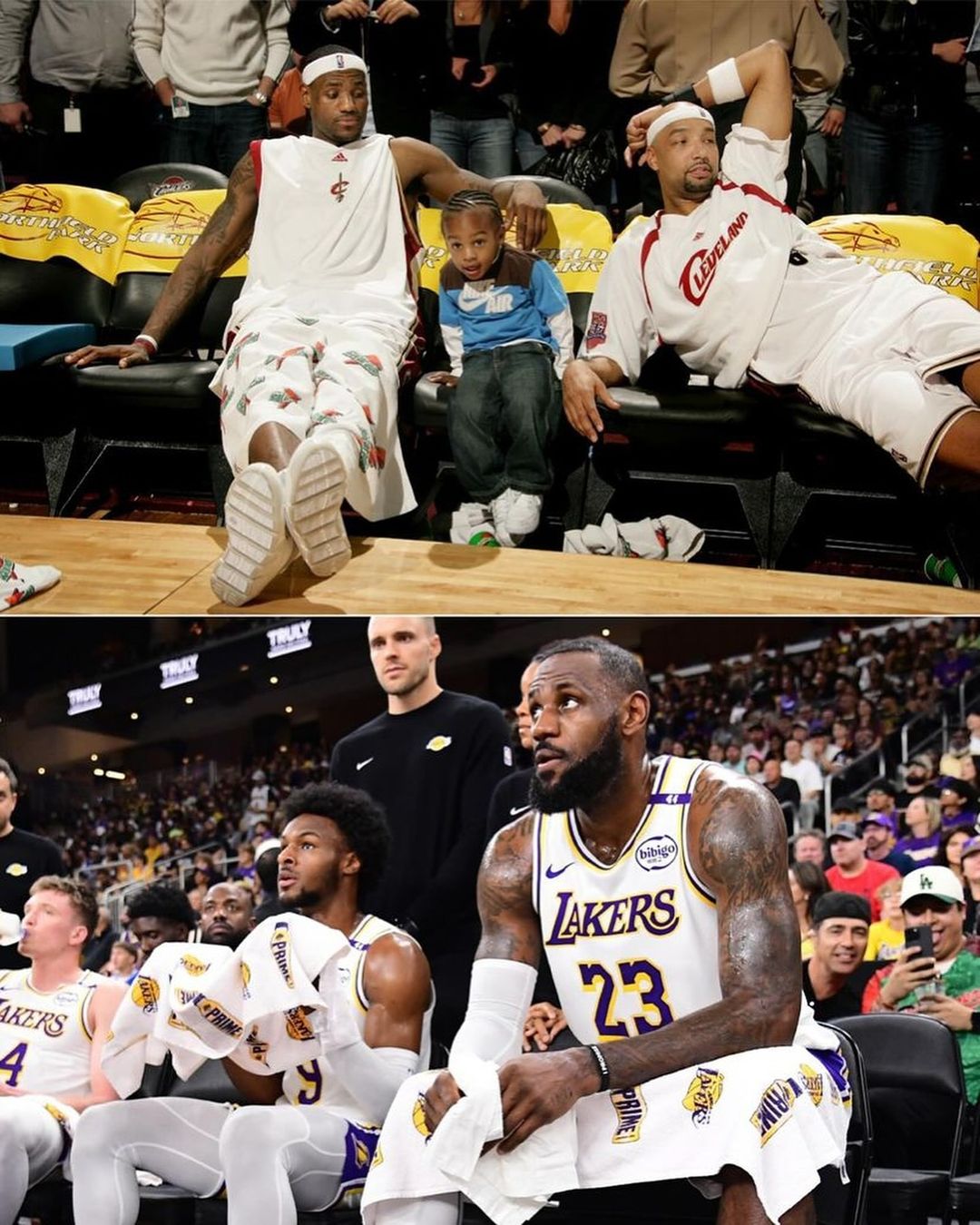 新赛季NBA季前赛进行中，在本日太阳对上湖人的赛事中，次节詹姆斯（Lebron James）与儿子布朗尼（ Bronny James ）达成了同场竞技的成就，成为NBA历史上首对父子组合同时上场的成就。