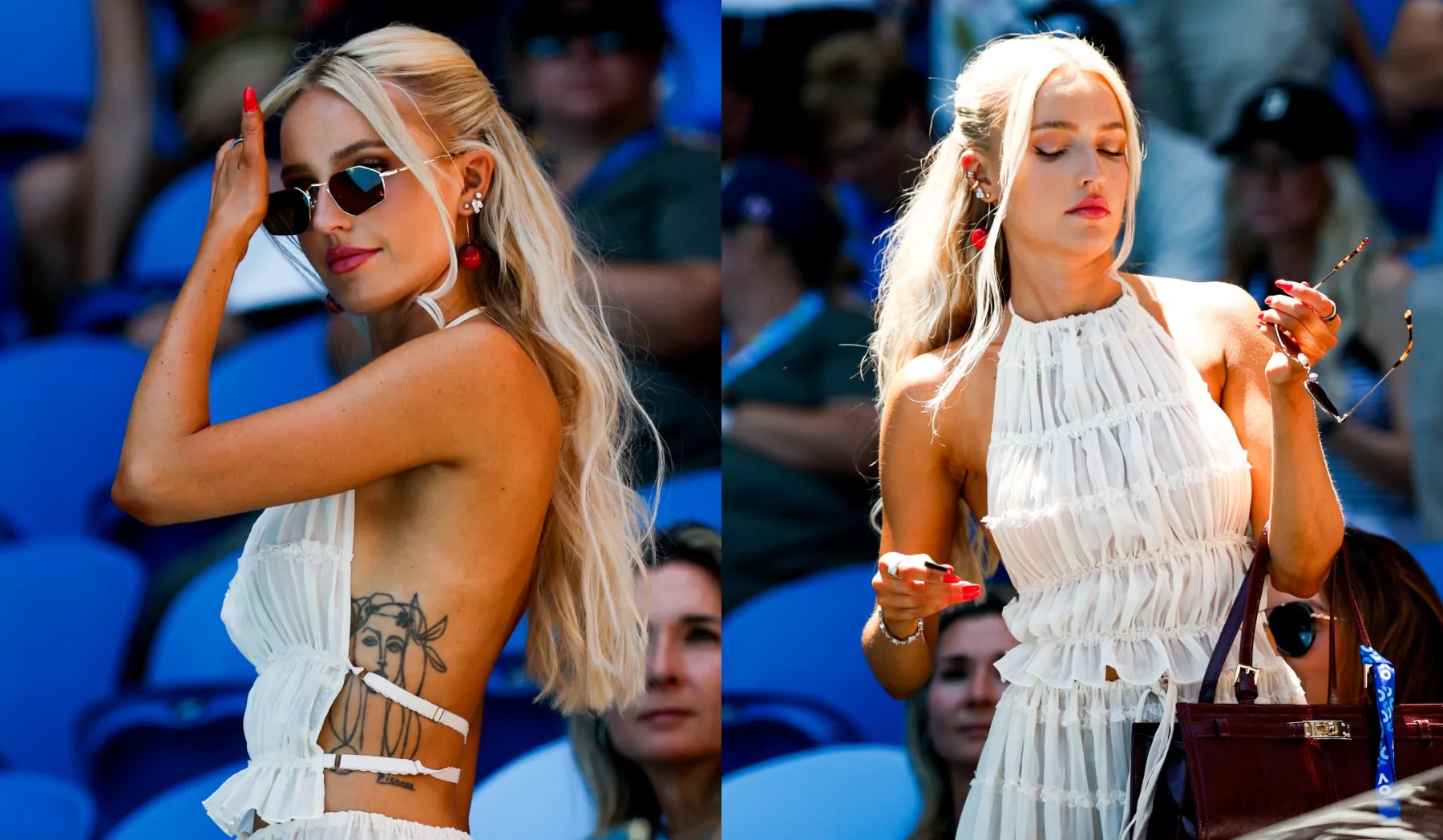 美国 网球 名将 Taylor Fritz 金发女友Morgan Riddle成镜头追逐另类焦点